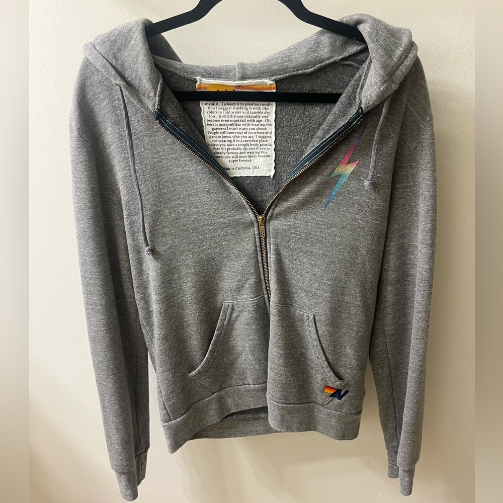 Aviator Nation Medium Hooded Grey Zipup
